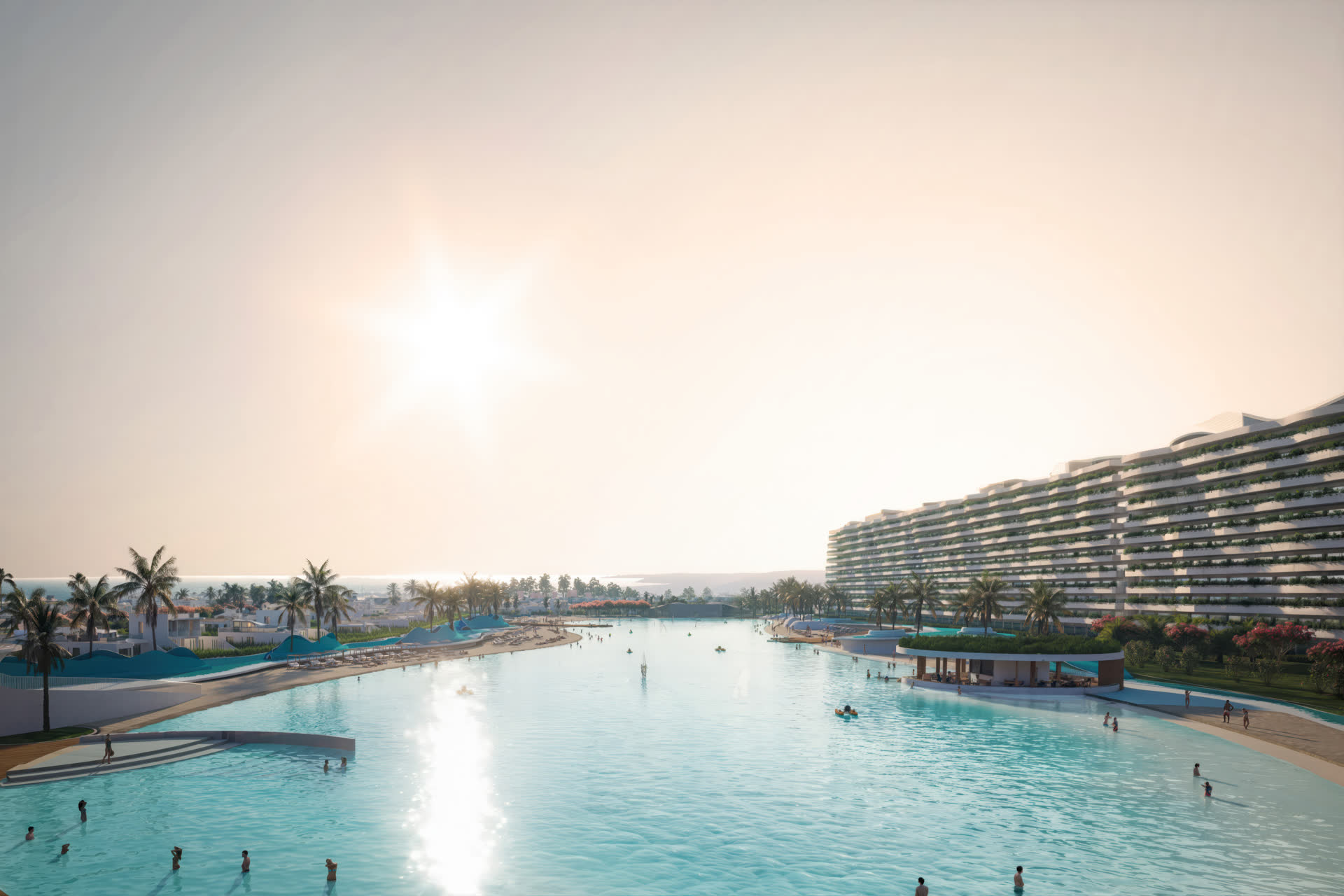 Laguna y playa de arena de Flamencos Condominio